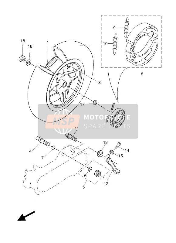 Yamaha EW50N SLIDER 2004 Rear Wheel for a 2004 Yamaha EW50N SLIDER